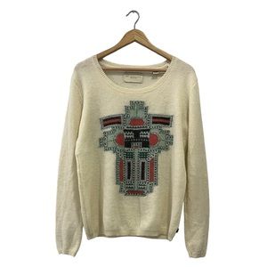 Maison Scotch Wool Needles and Passion Wool Blend Sweater Aztec